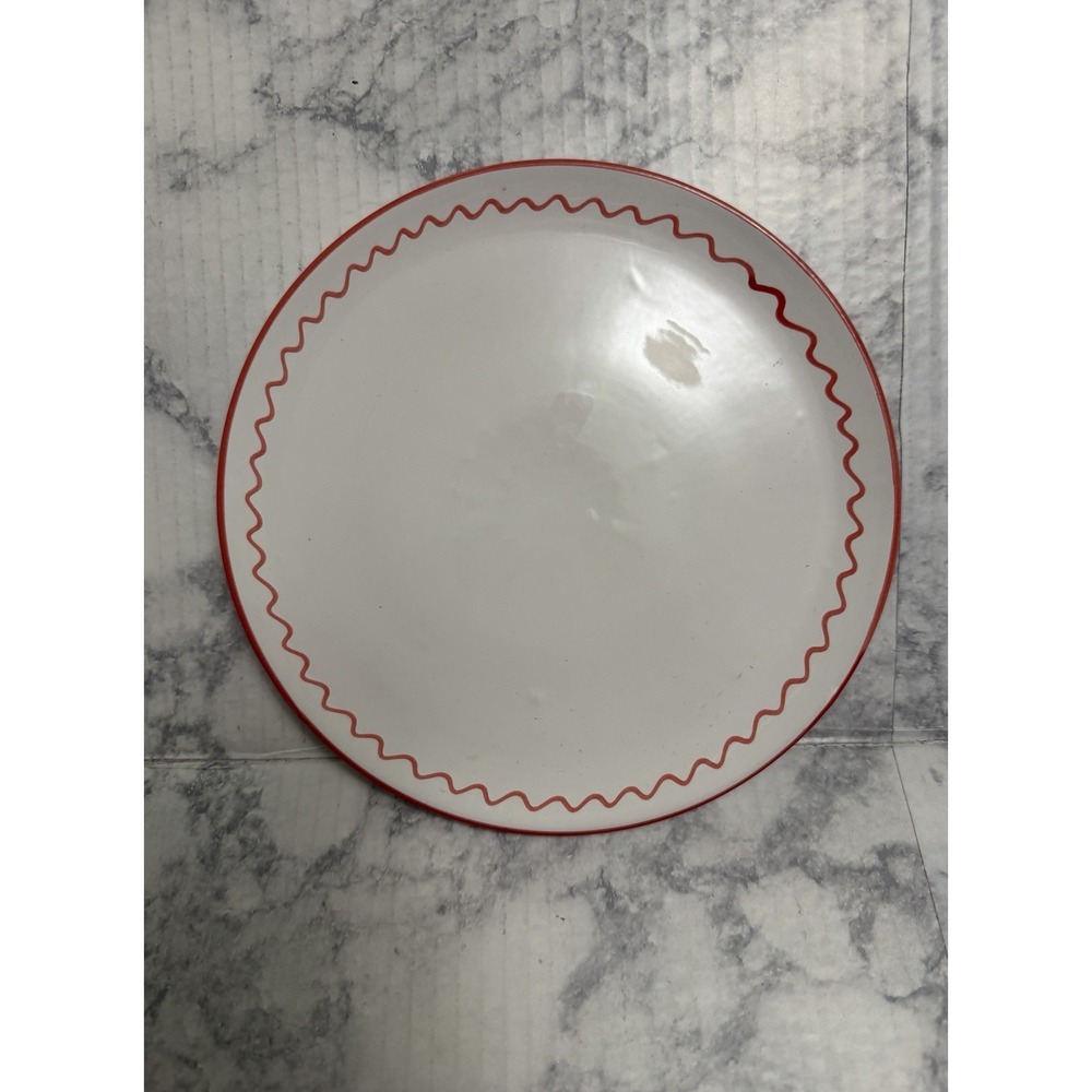 Jore Copenhagen Zigzag Lunch Plate White Red 8" Made In Italy Fratelli Coli